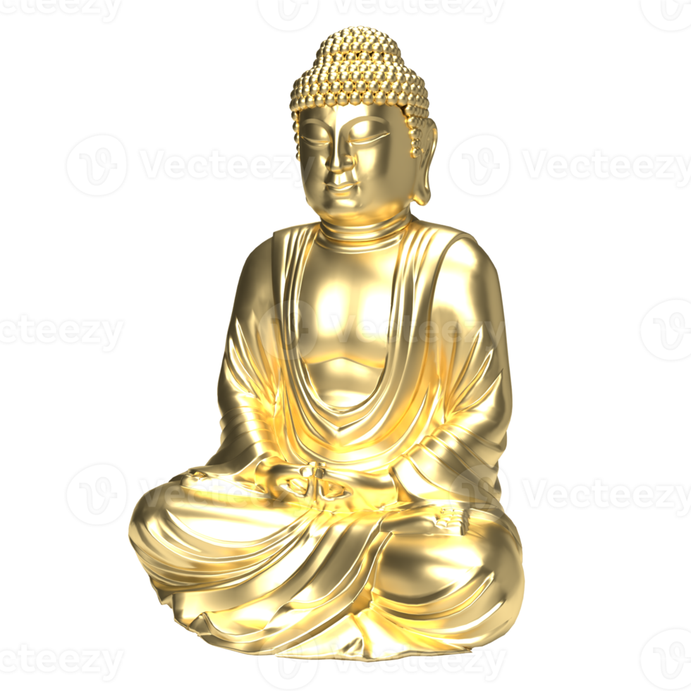 The gold buddha for religious concept 3d rendering png