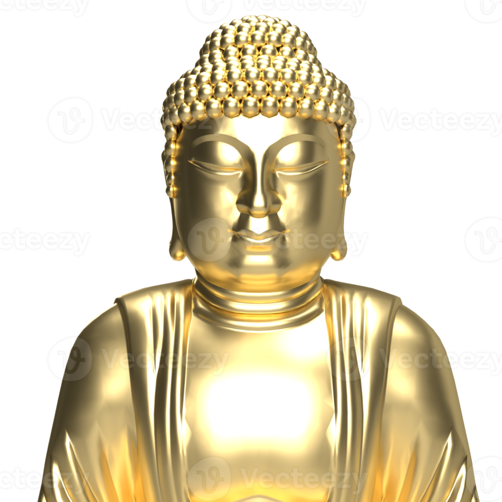 The gold buddha for religious concept 3d rendering png