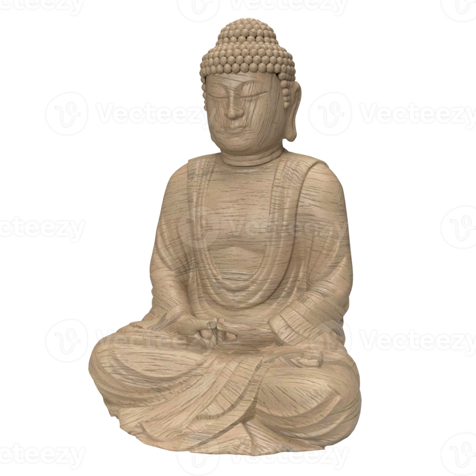 The wooden buddha for religious concept 3d rendering png