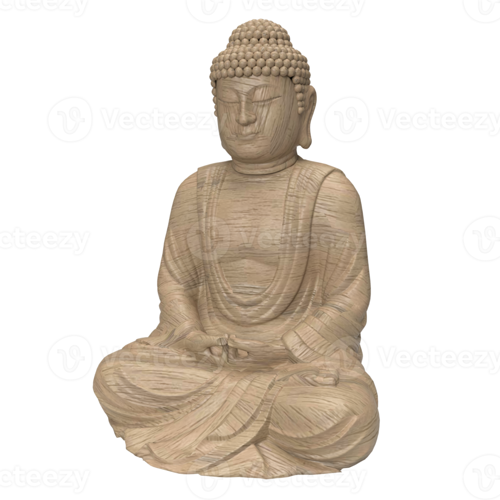 le en bois Bouddha pour religieux concept 3d le rendu png