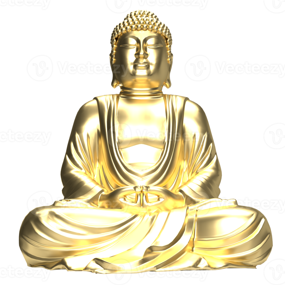 The gold buddha for religious concept 3d rendering png