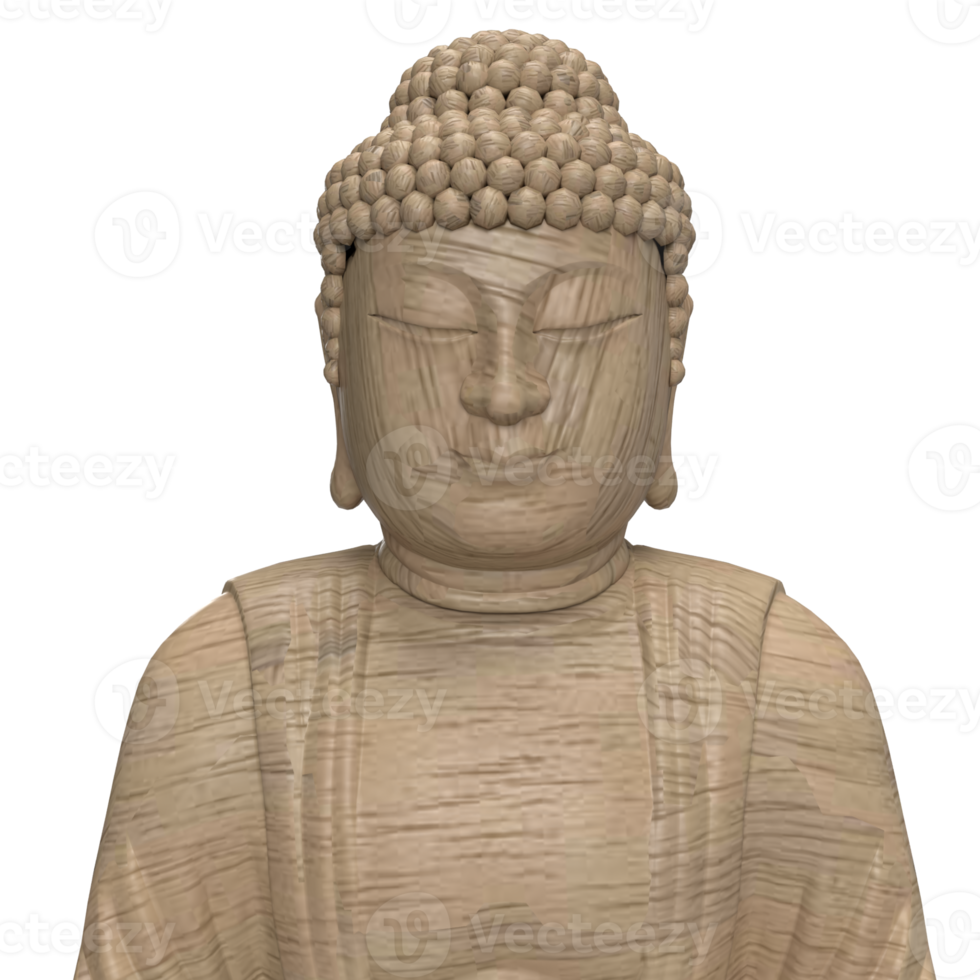 The wooden buddha for religious concept 3d rendering png