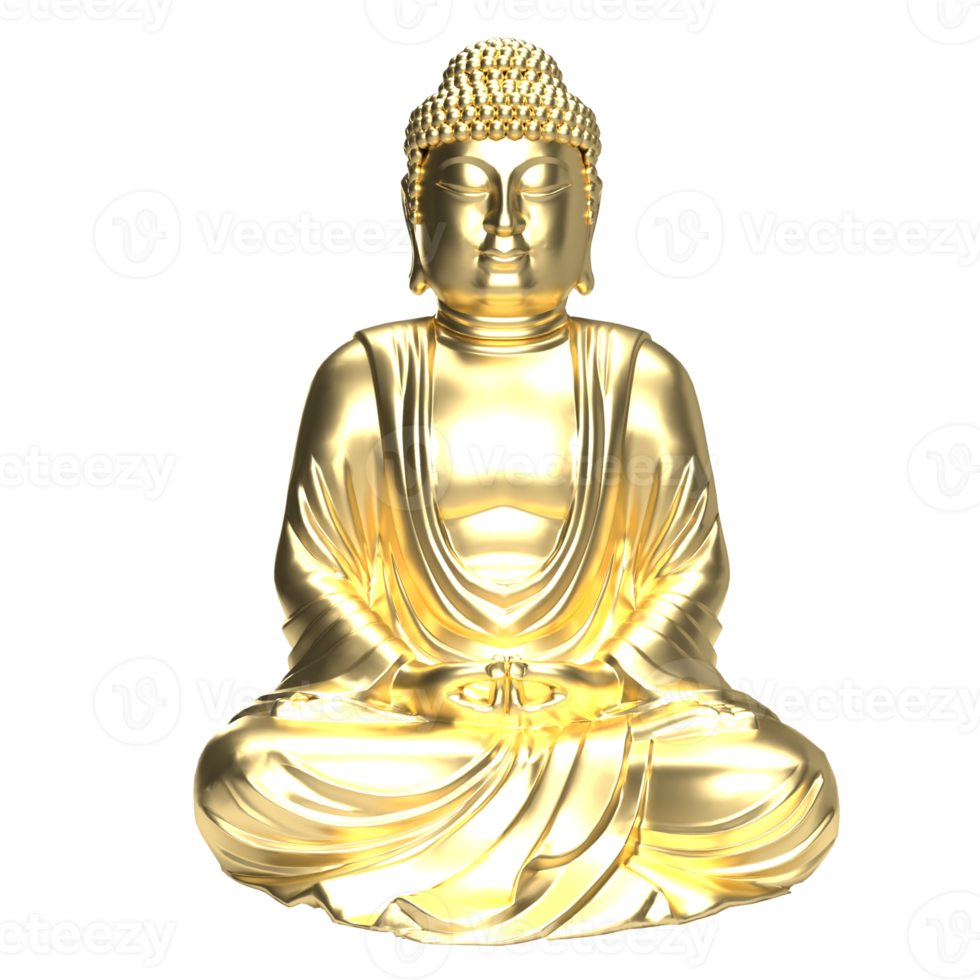 The gold buddha for religious concept 3d rendering png