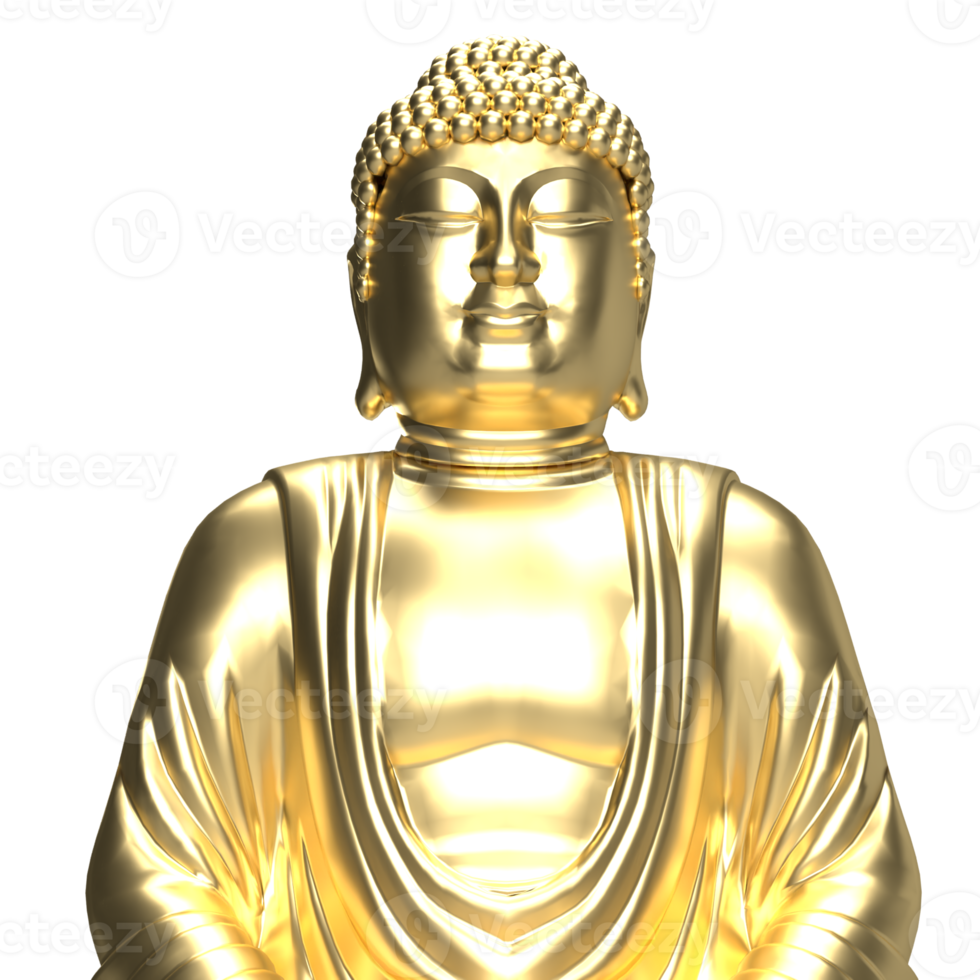 The gold buddha for religious concept 3d rendering png