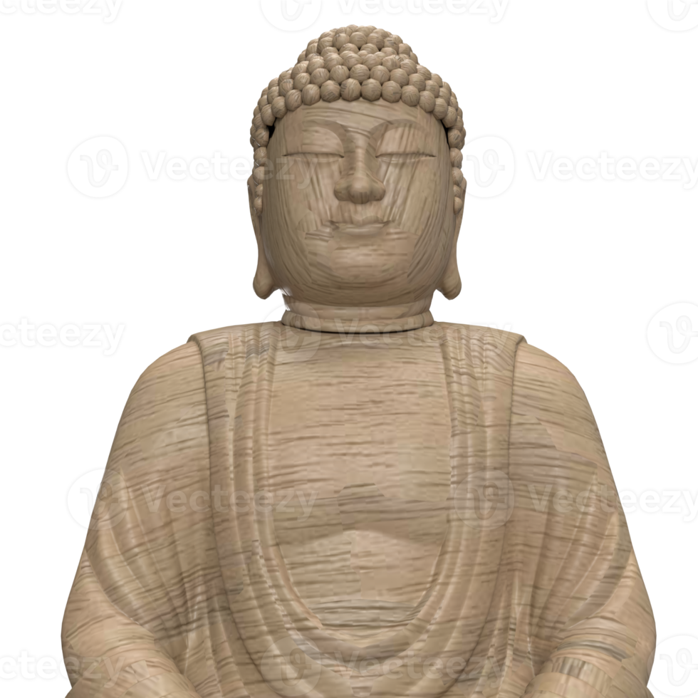 The wooden buddha for religious concept 3d rendering png