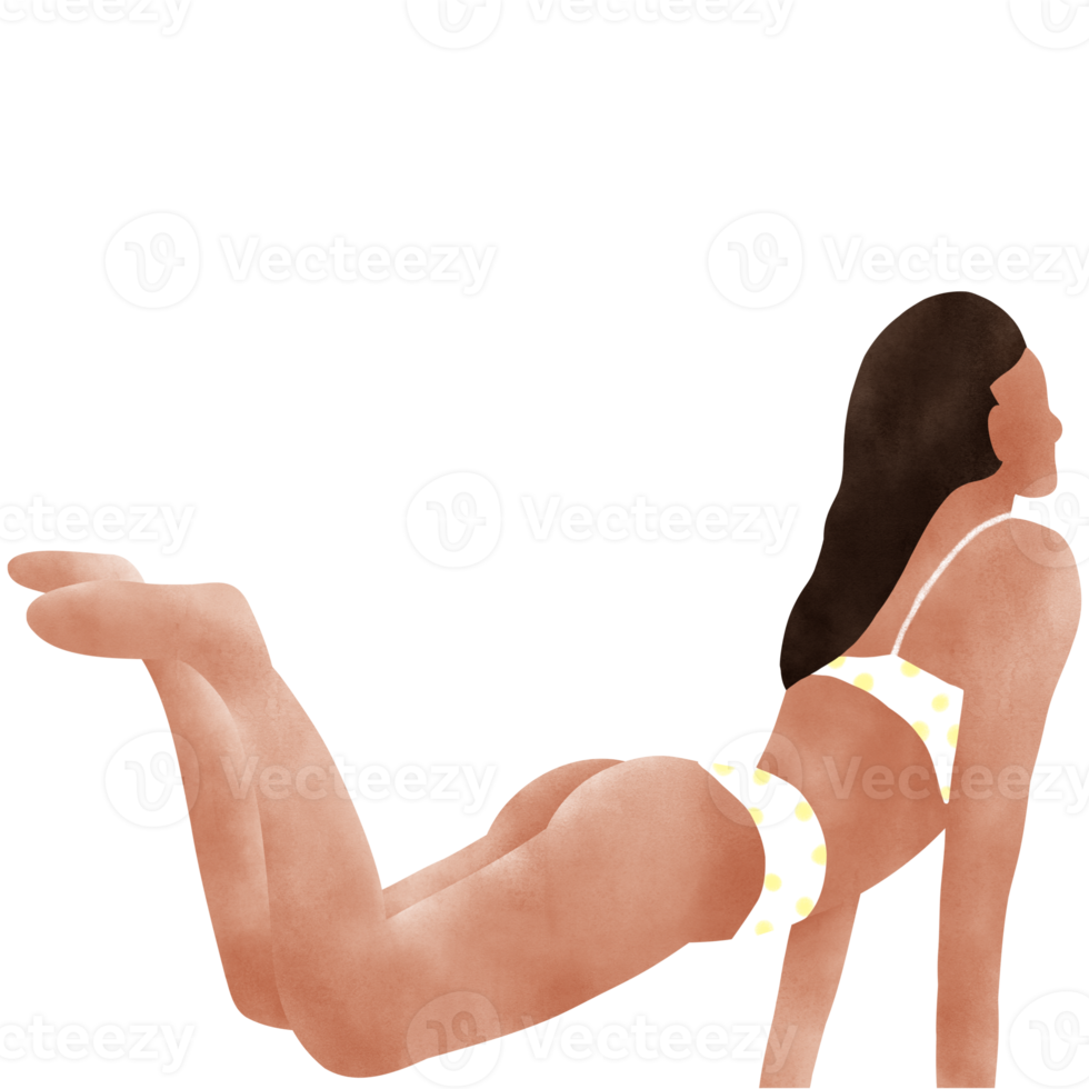 Surfer Girl Surfing Bikini illustration png