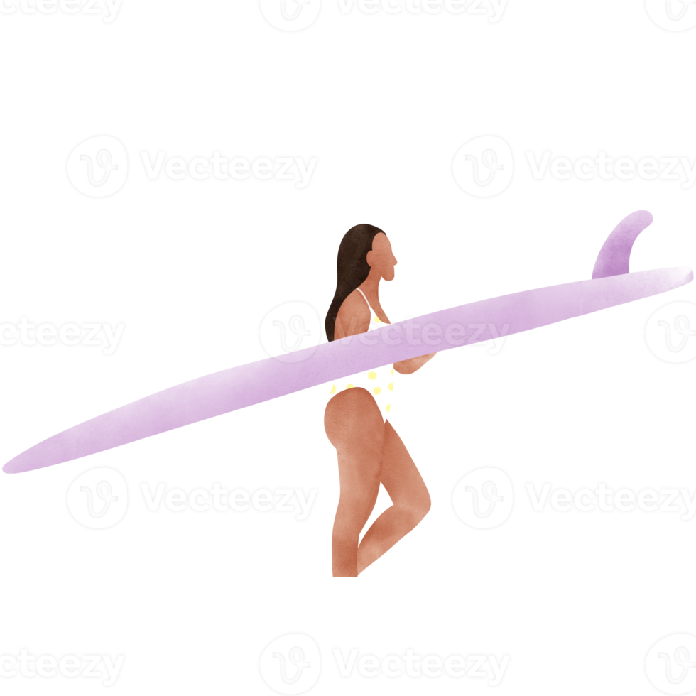 Surfer Girl Surfing Bikini illustration png