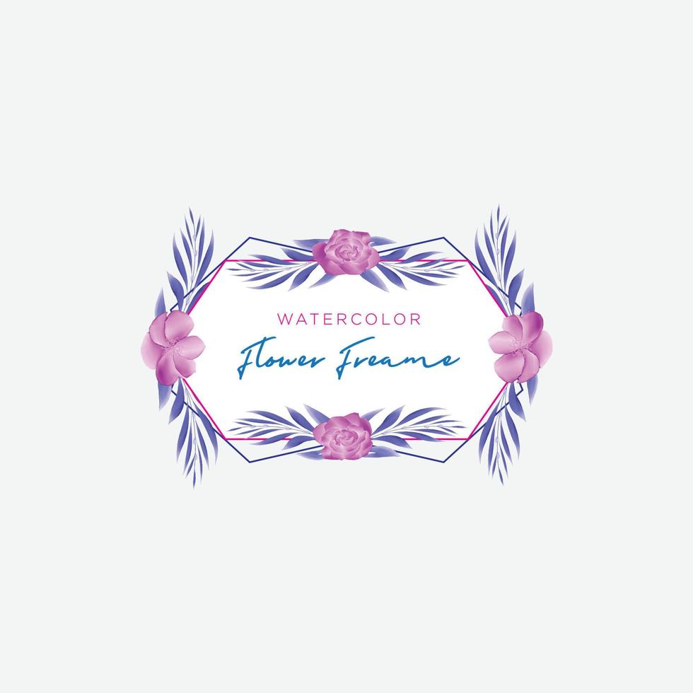 Watercolor flower frame template vector