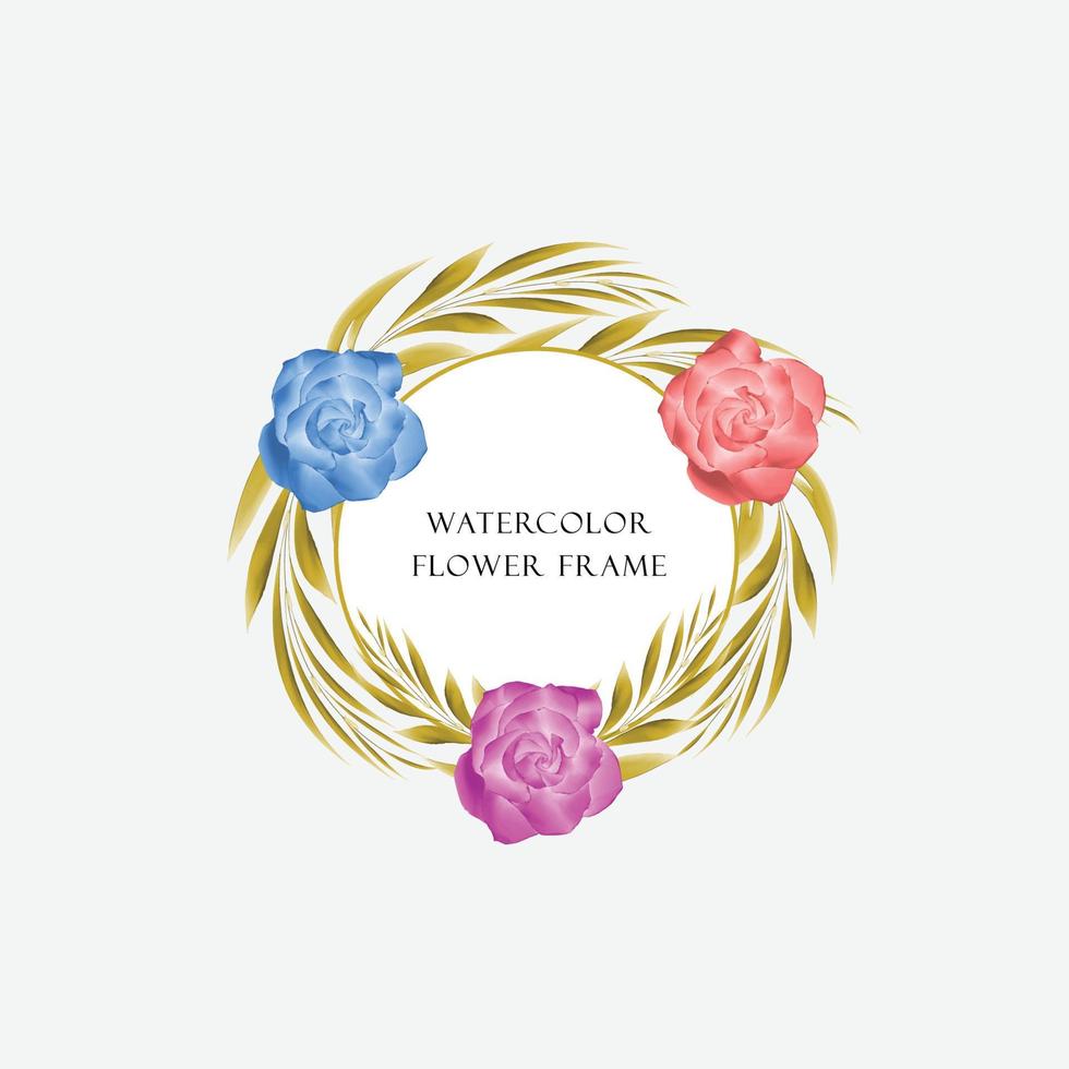 Watercolor flower frame template vector