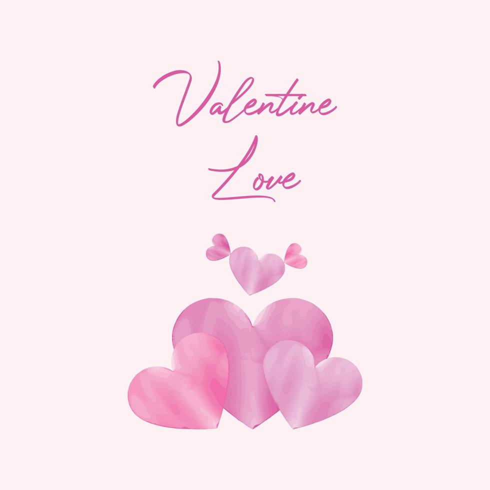 Watercolor Happy Valentine Day Love Template Design vector