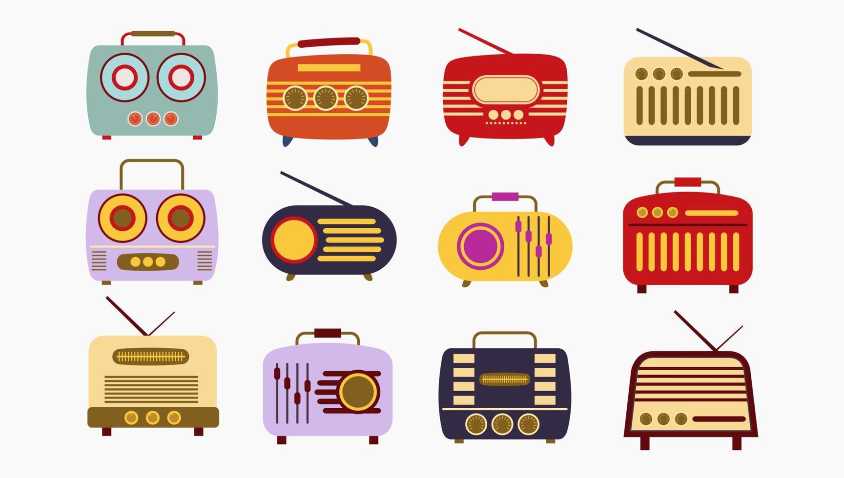 Big set of radio vector illustration