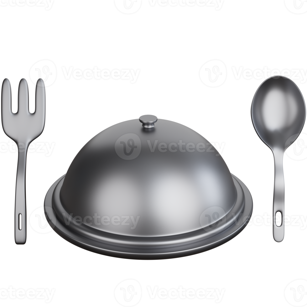 3D Rendering Food Serving with cutlery Isolated png