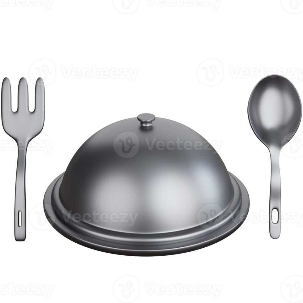 3D Rendering Food Serving with cutlery Isolated png