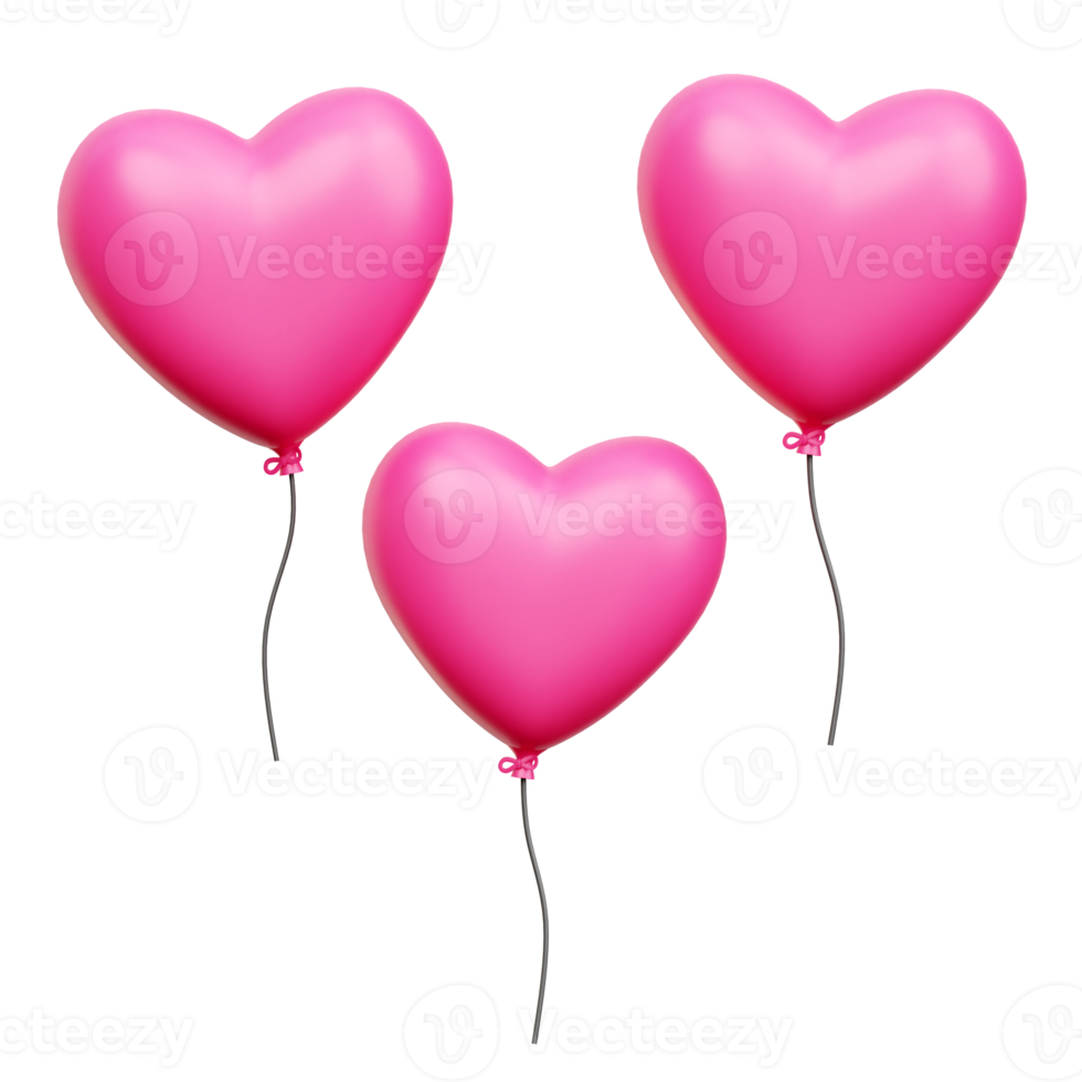 3d Love heart balloon, Valentine 3d Illustration png