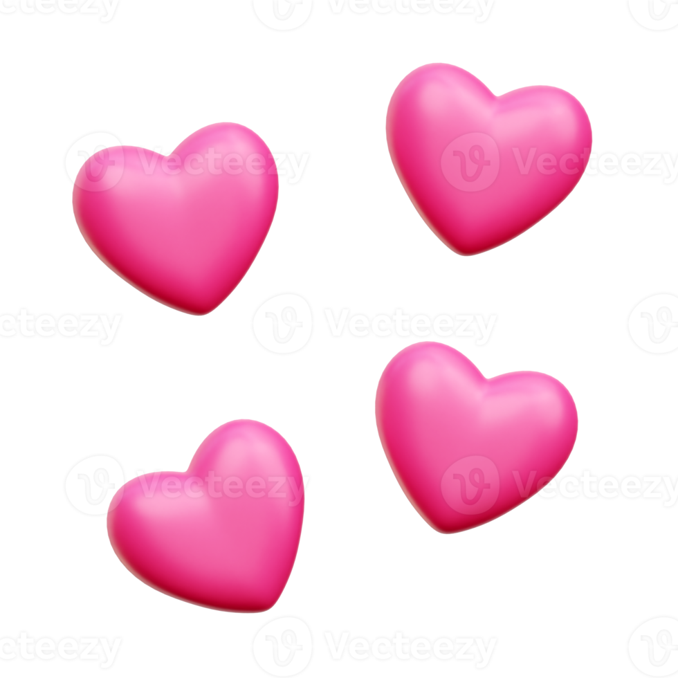 3d Hearts, Valentine 3d Illustration png