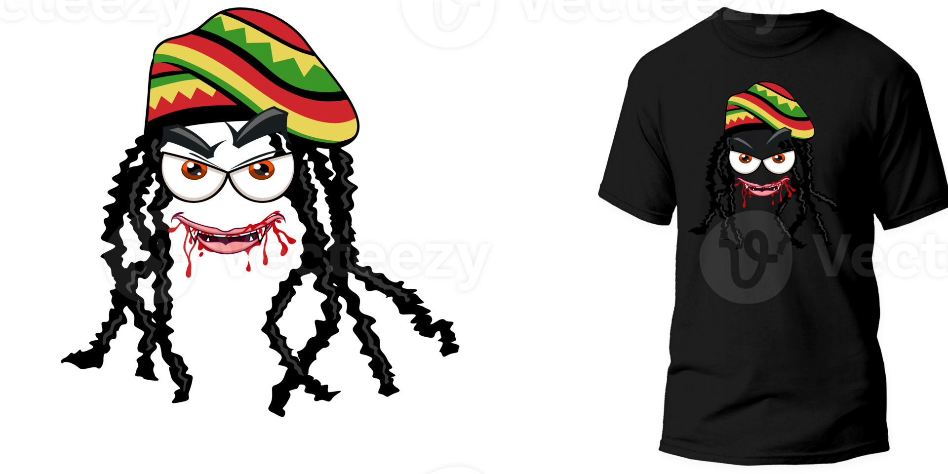 transparent t-shirt logo design with printed examples suitable for screen printing t-shirts and billboards, banners and logos, masks, socks, pants, shoes, hats reggae png