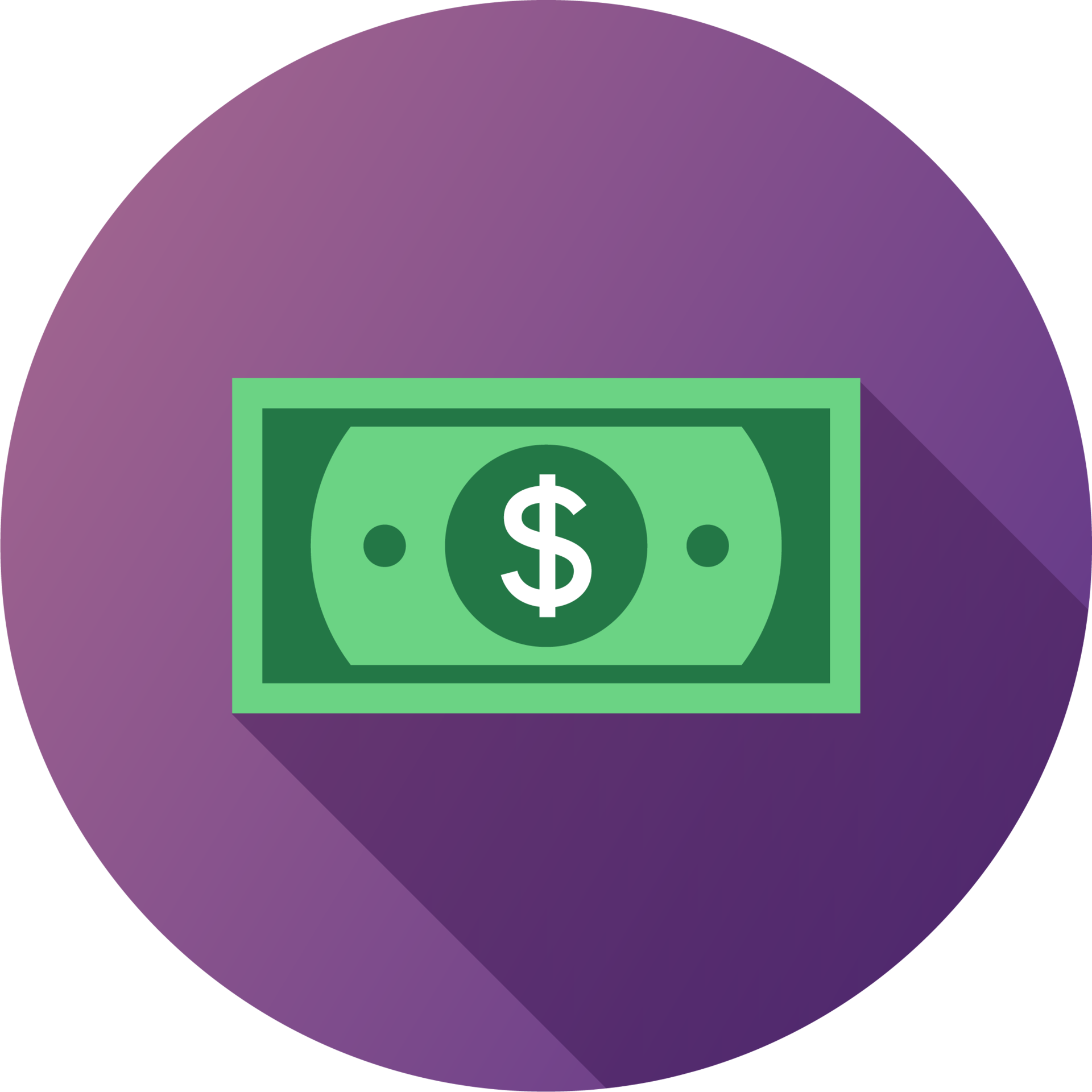 Dollar bill icon in flat design style. American currency signs