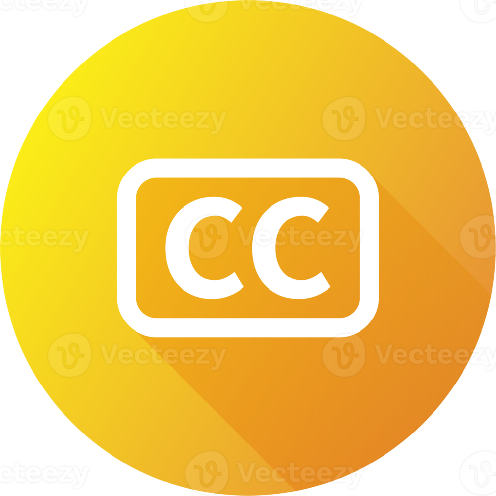Closed captioning icon in flat design style. CC signs illustration. png
