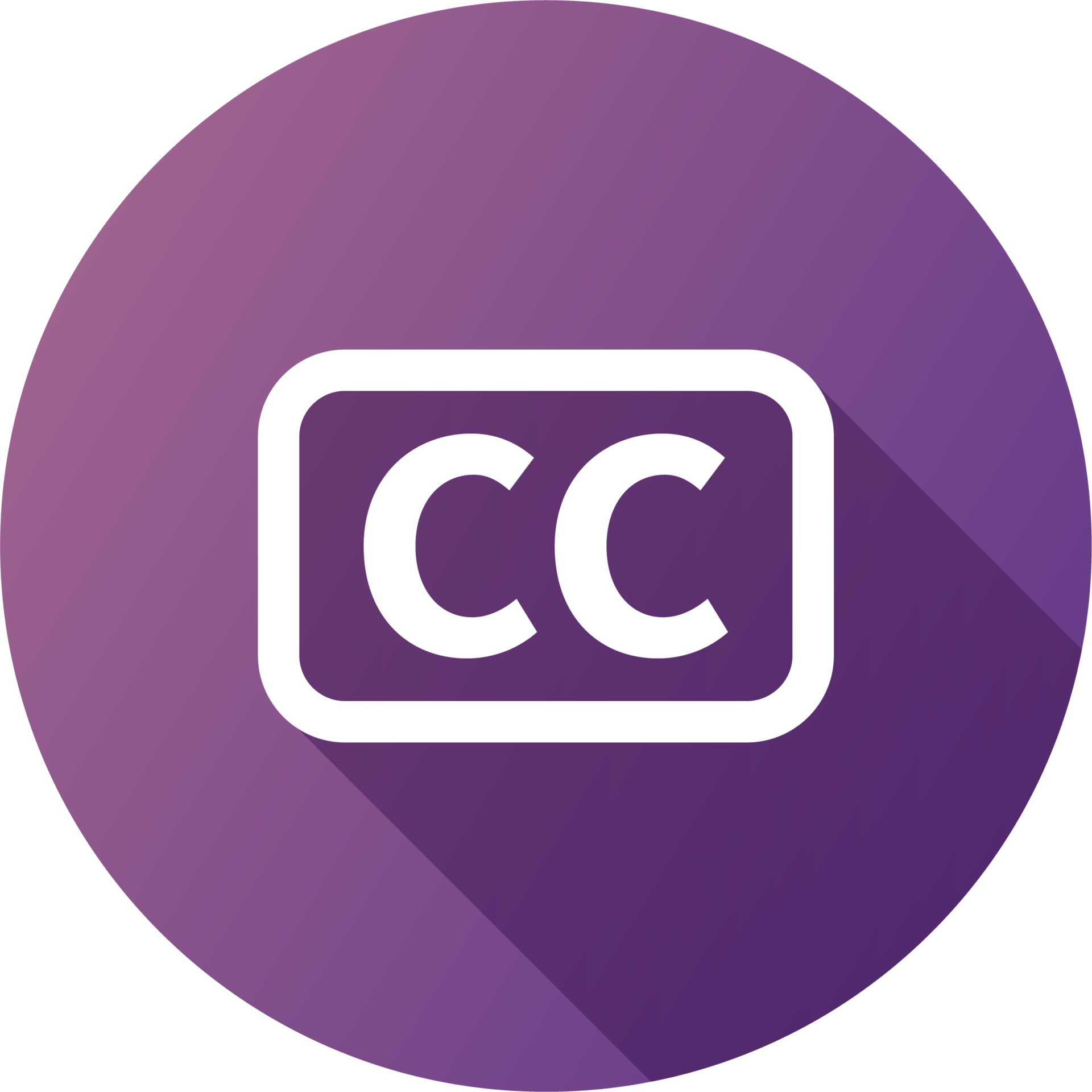 Closed captioning icon in flat design style. CC signs illustration