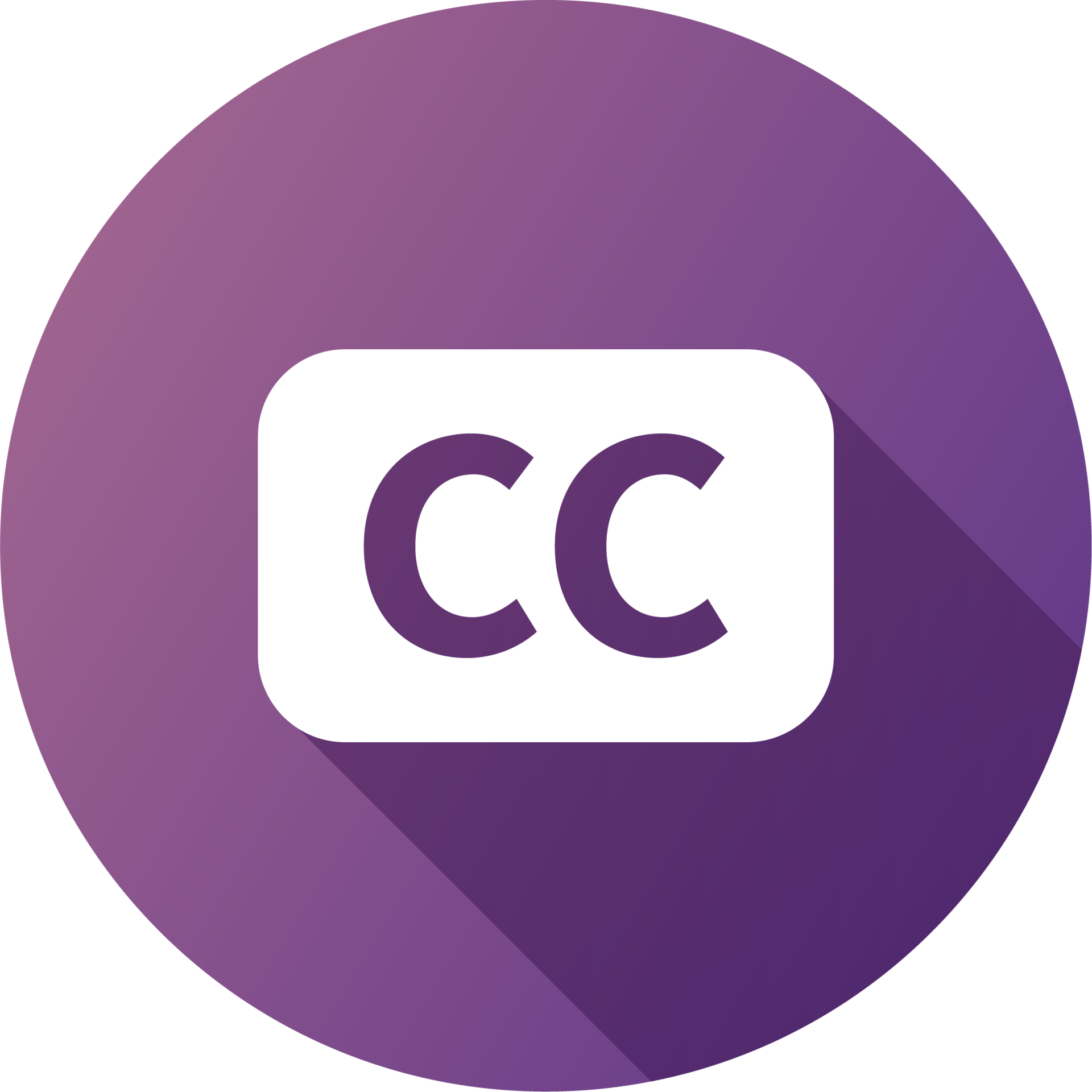 Closed captioning icon in flat design style. CC signs illustration