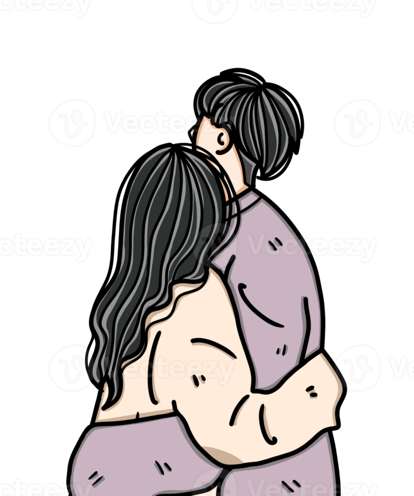 couple doodle cartoon in minimal style drawing png