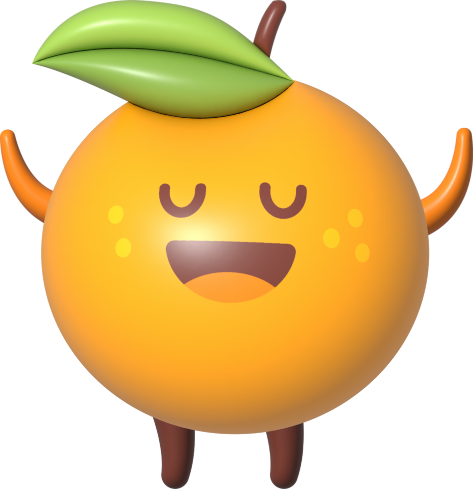 Orange 3D Cartoon Character png