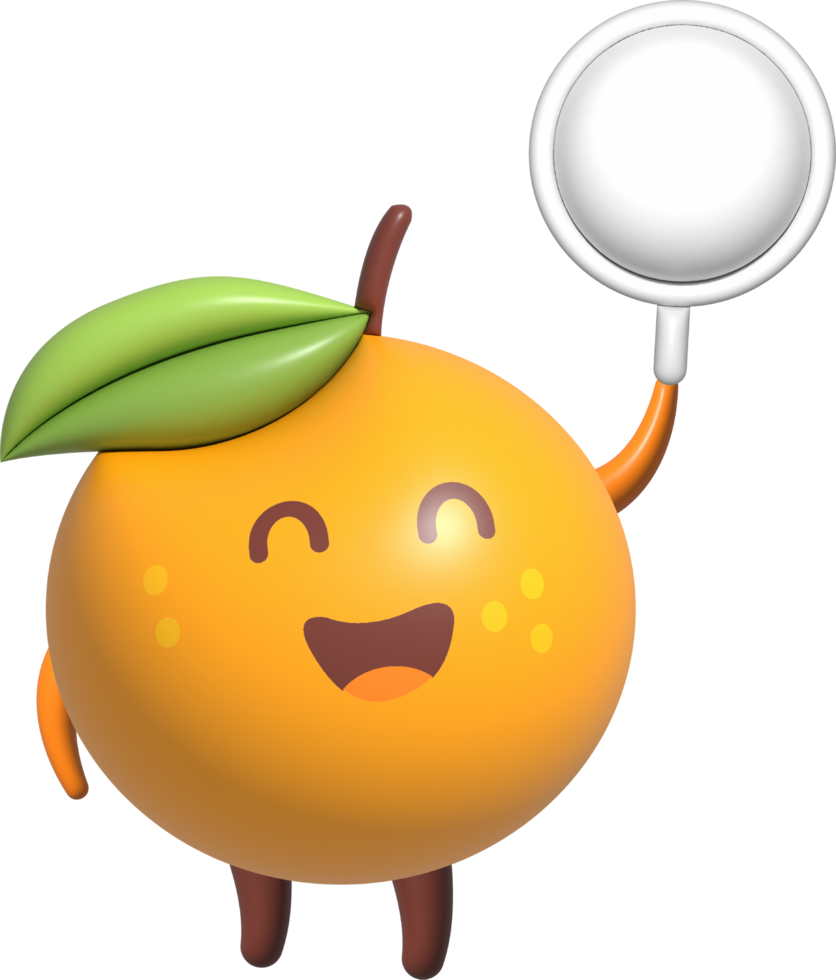 laranja 3d desenho animado personagem png