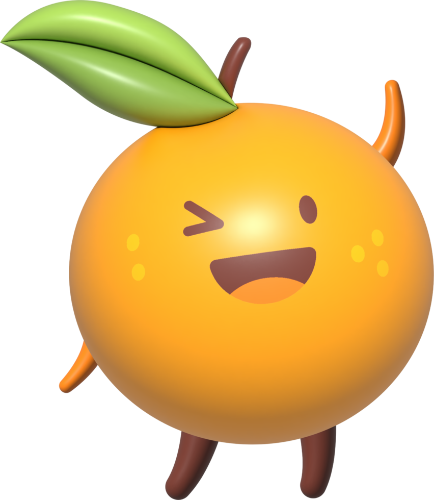 Orange 3D Cartoon Character png