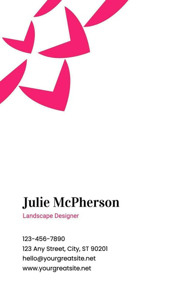 Pink and White Landscape Designer Business Card Template