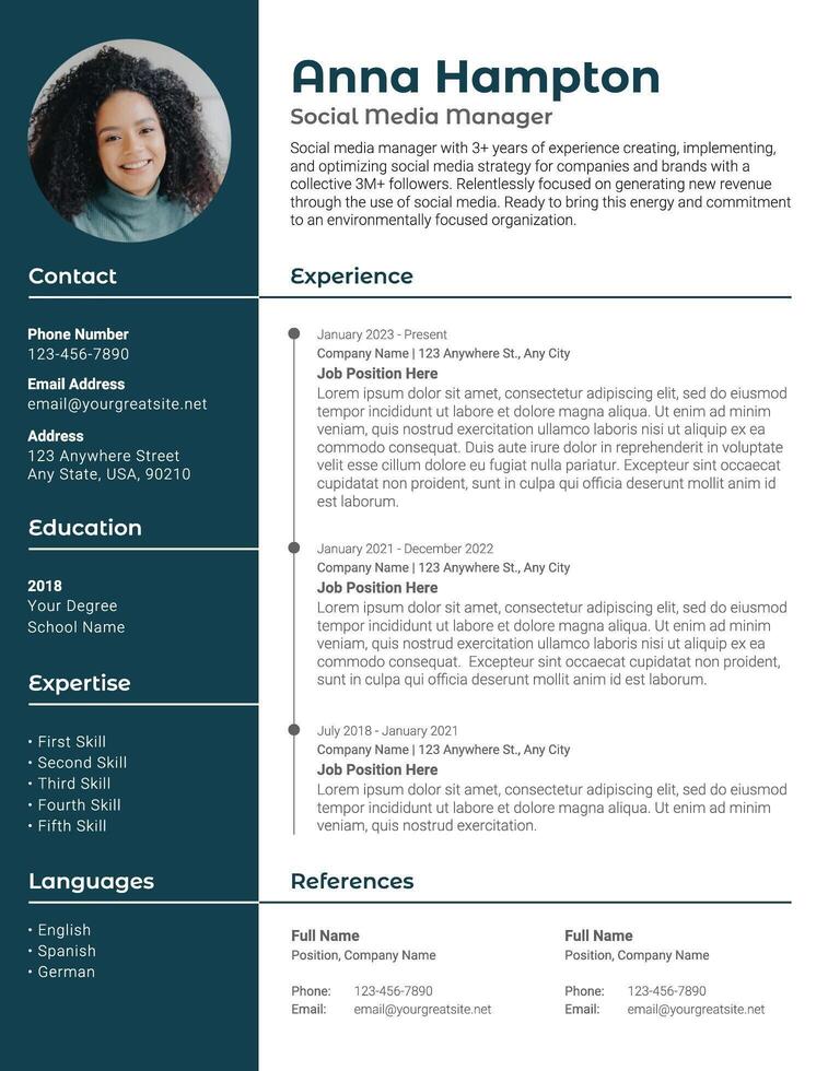 Simple Social Media Manager Resume Template