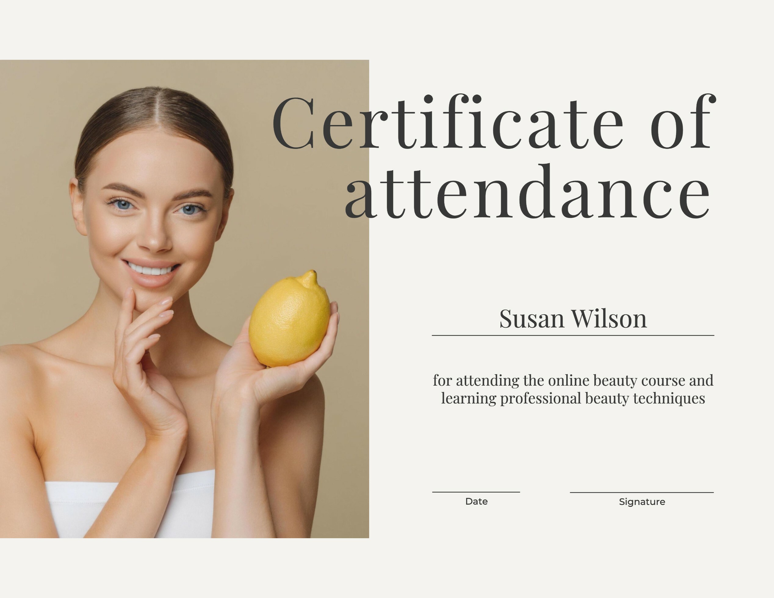 Beauty certificate template