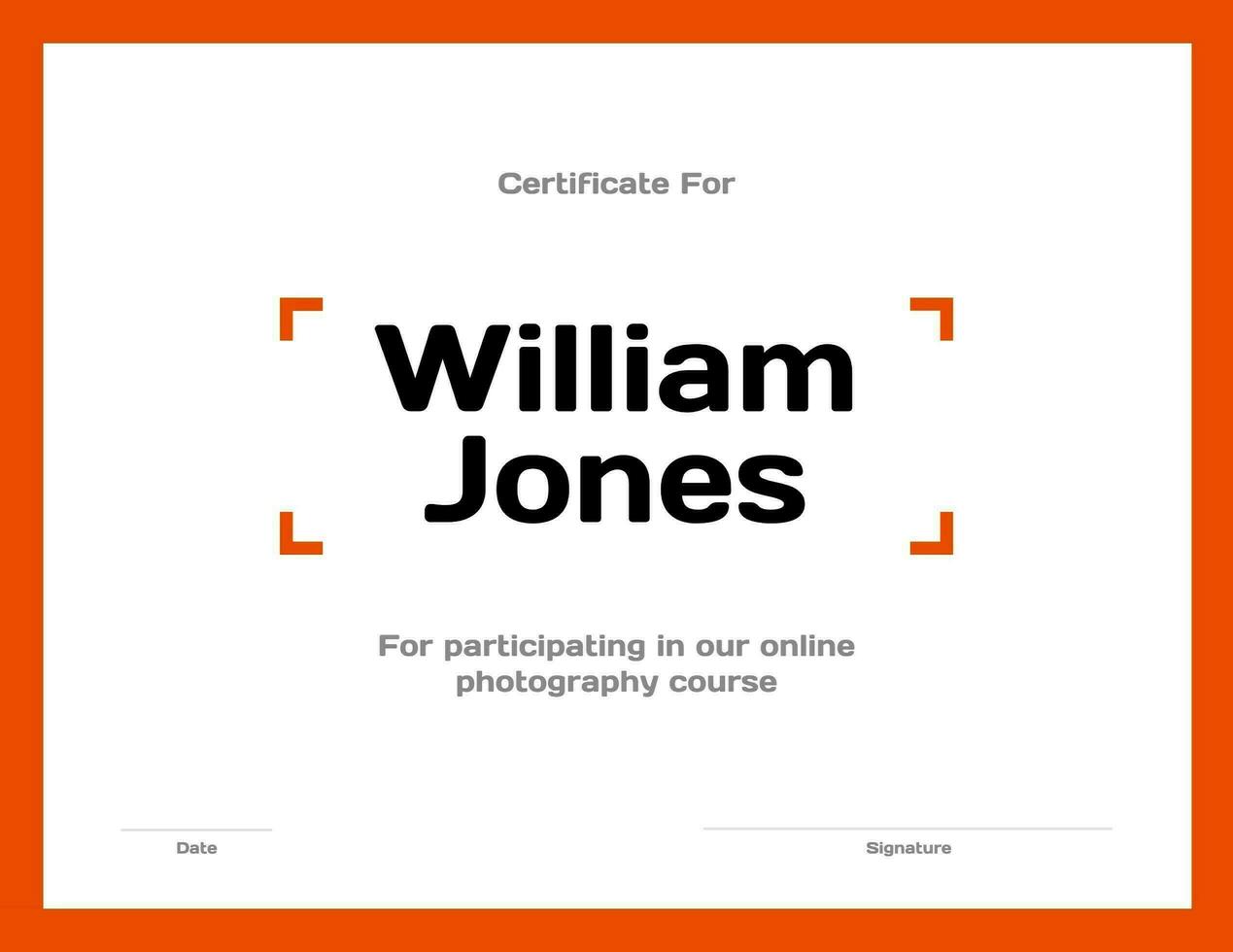 Photography certificate template