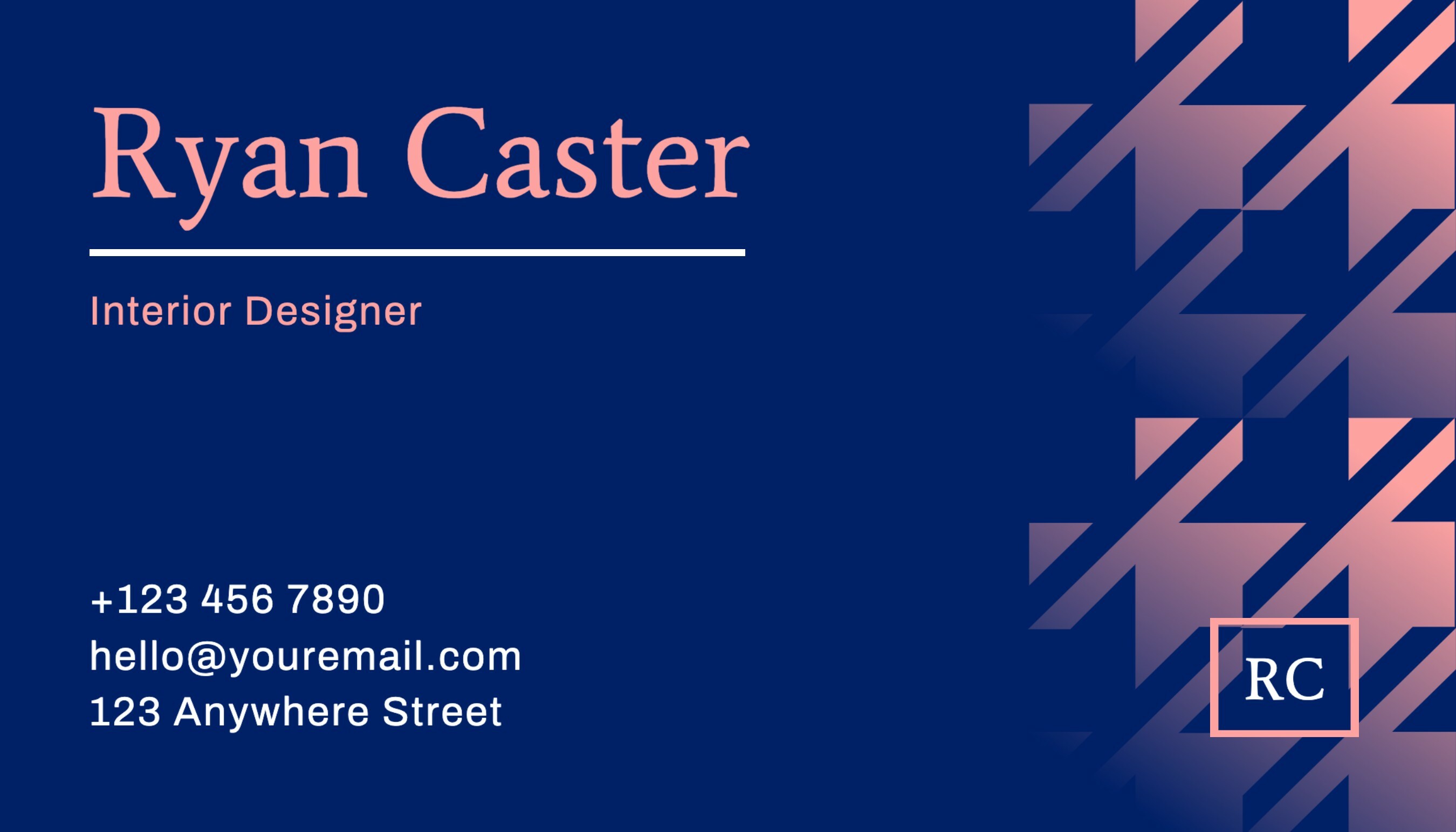 Blue Minimalist Architect and Interior Design Business Card template