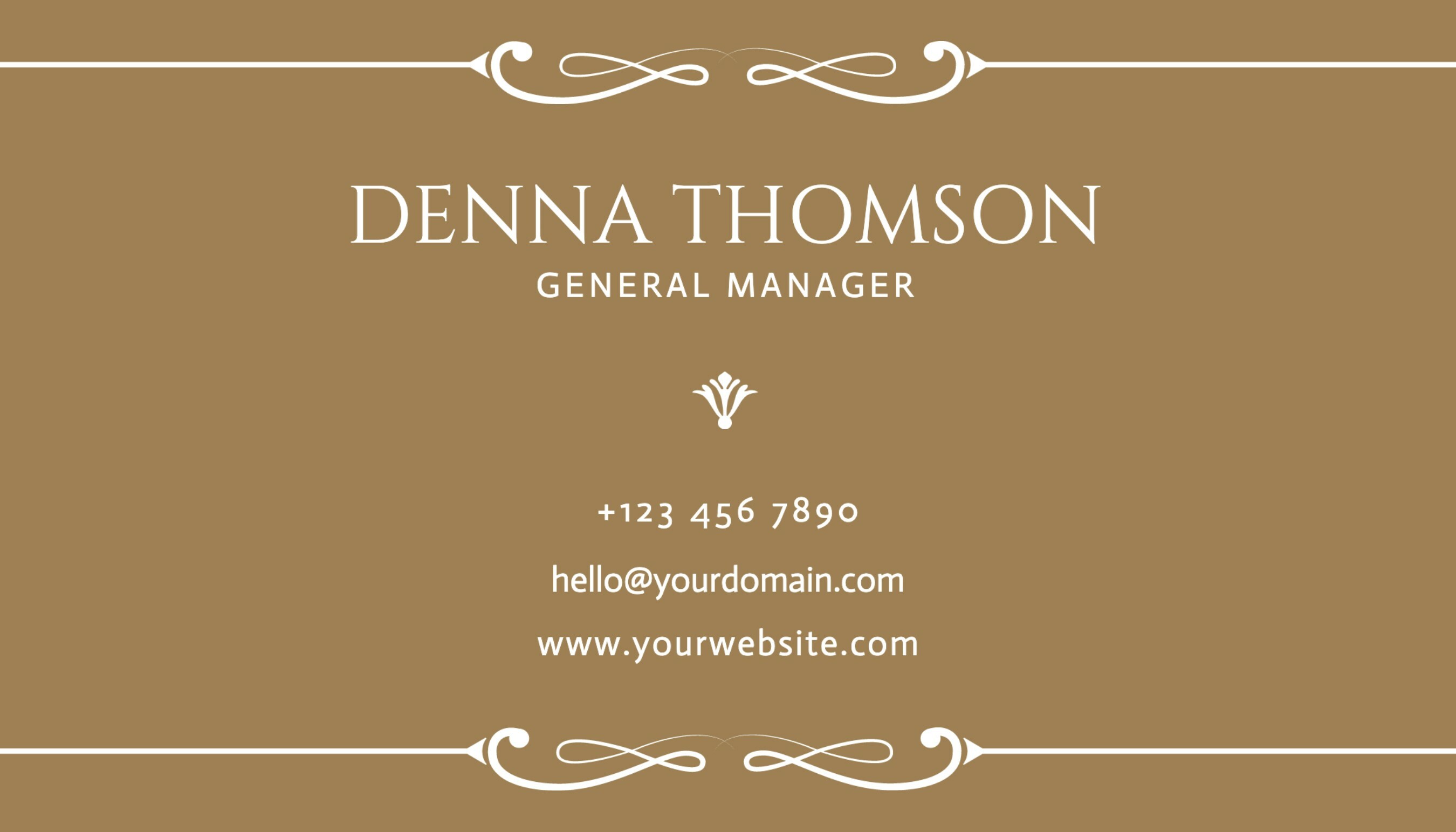 Gold Elegant General Manager Business Card template