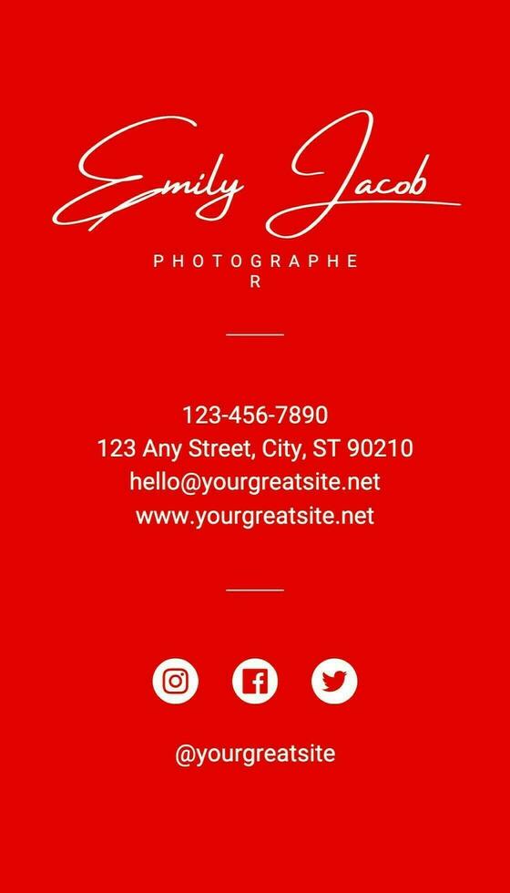 Red Business Card - Photographer template