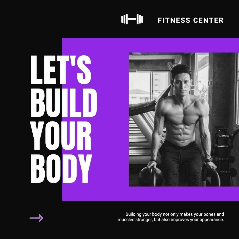 Purple Masculine Build Your Body Instagram Post template