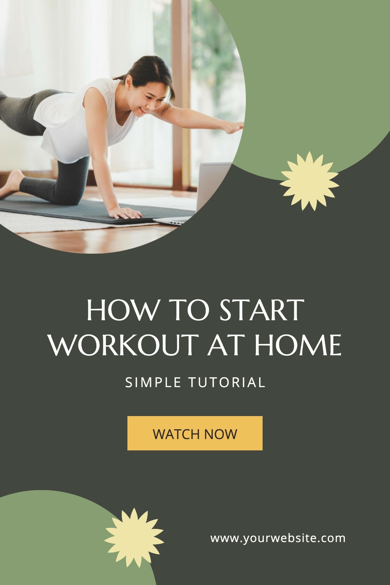Green Minimalist Start Workout At Home Pinteres template