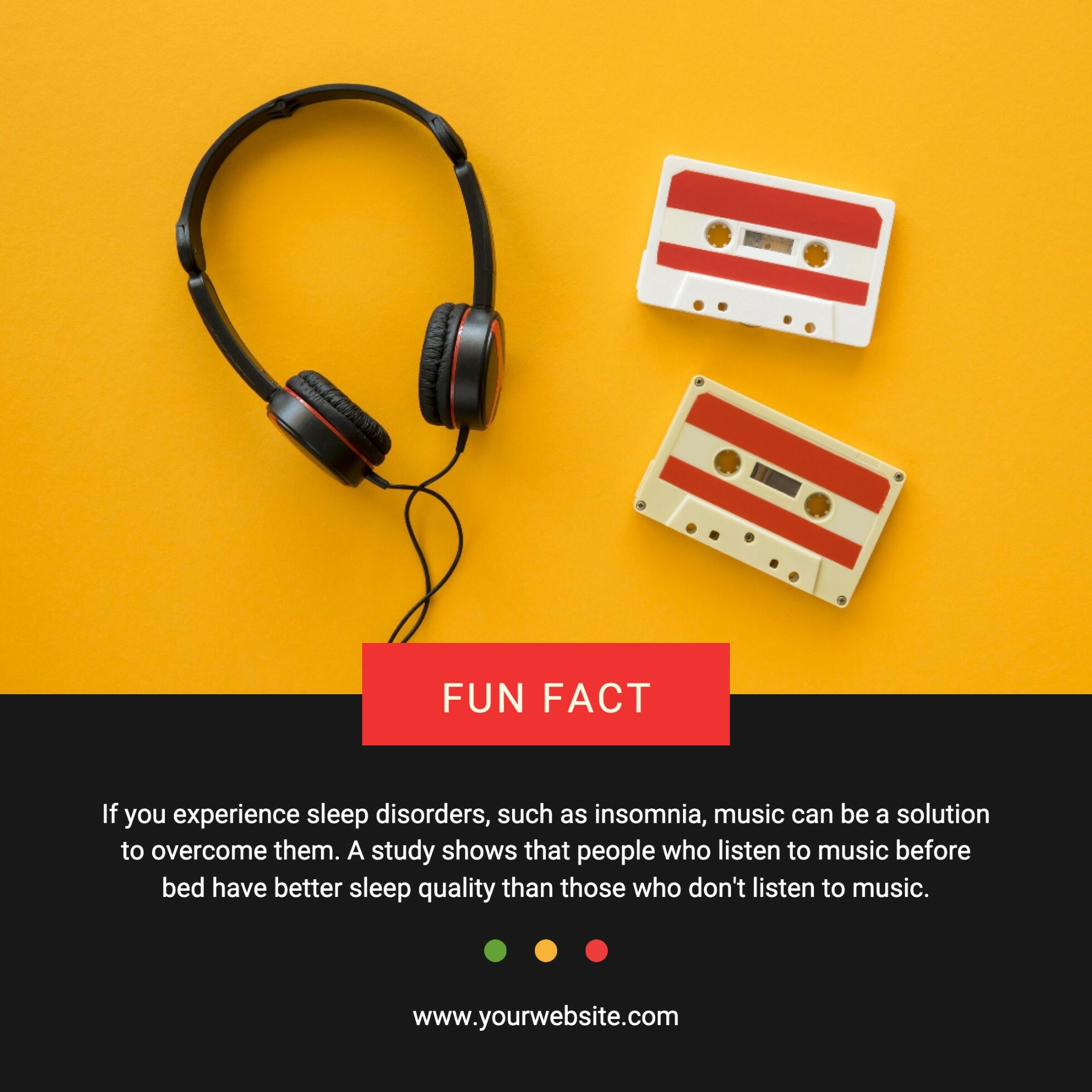 Yellow Minimalist Music Fun Fact Instagram Post template
