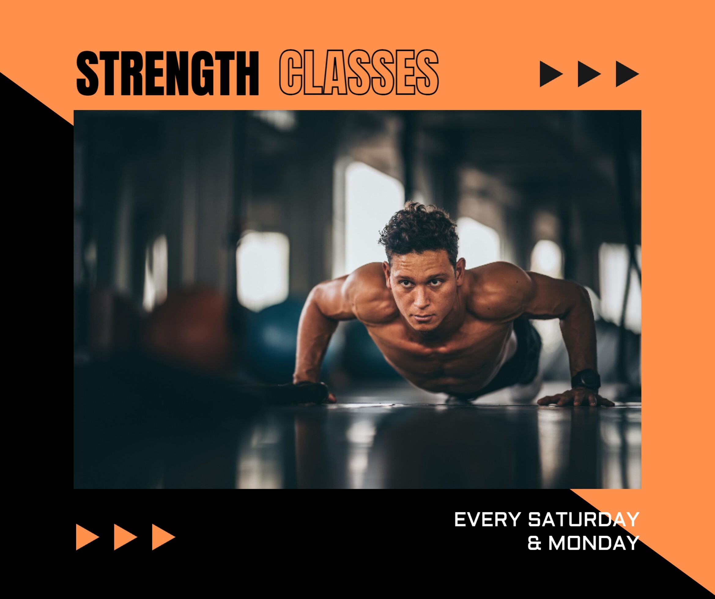 Orange Modern Workout Class Facebook Post template