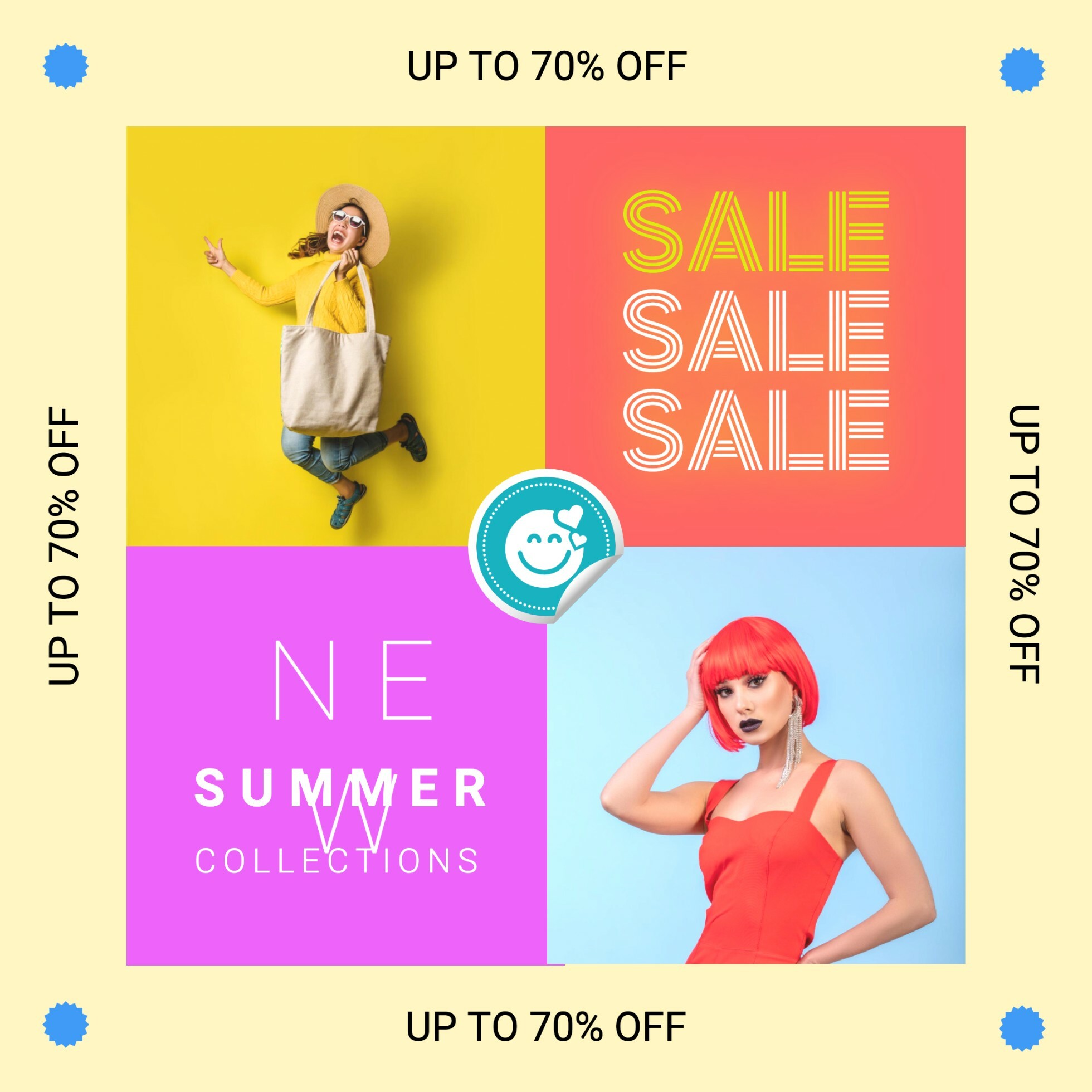 Yellow Summer Collection Sale Instagram Post template