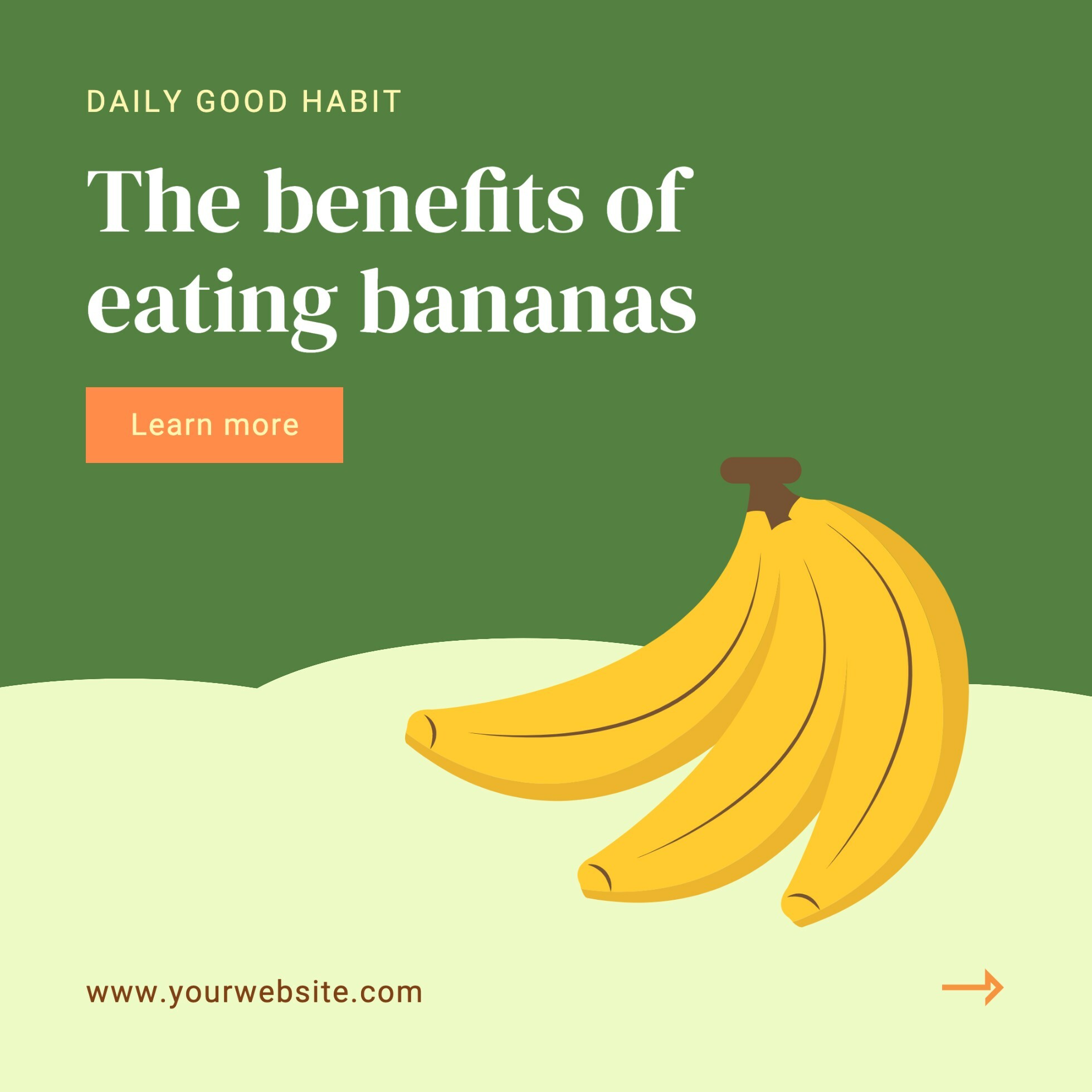 Green Illustrated Benefits of Banana Instagram Post template