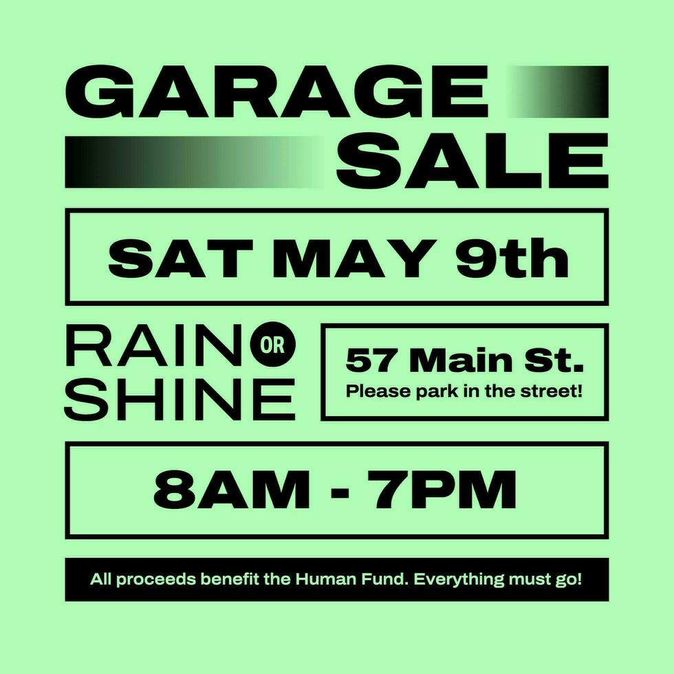 Garage Sale Green and Black Design template