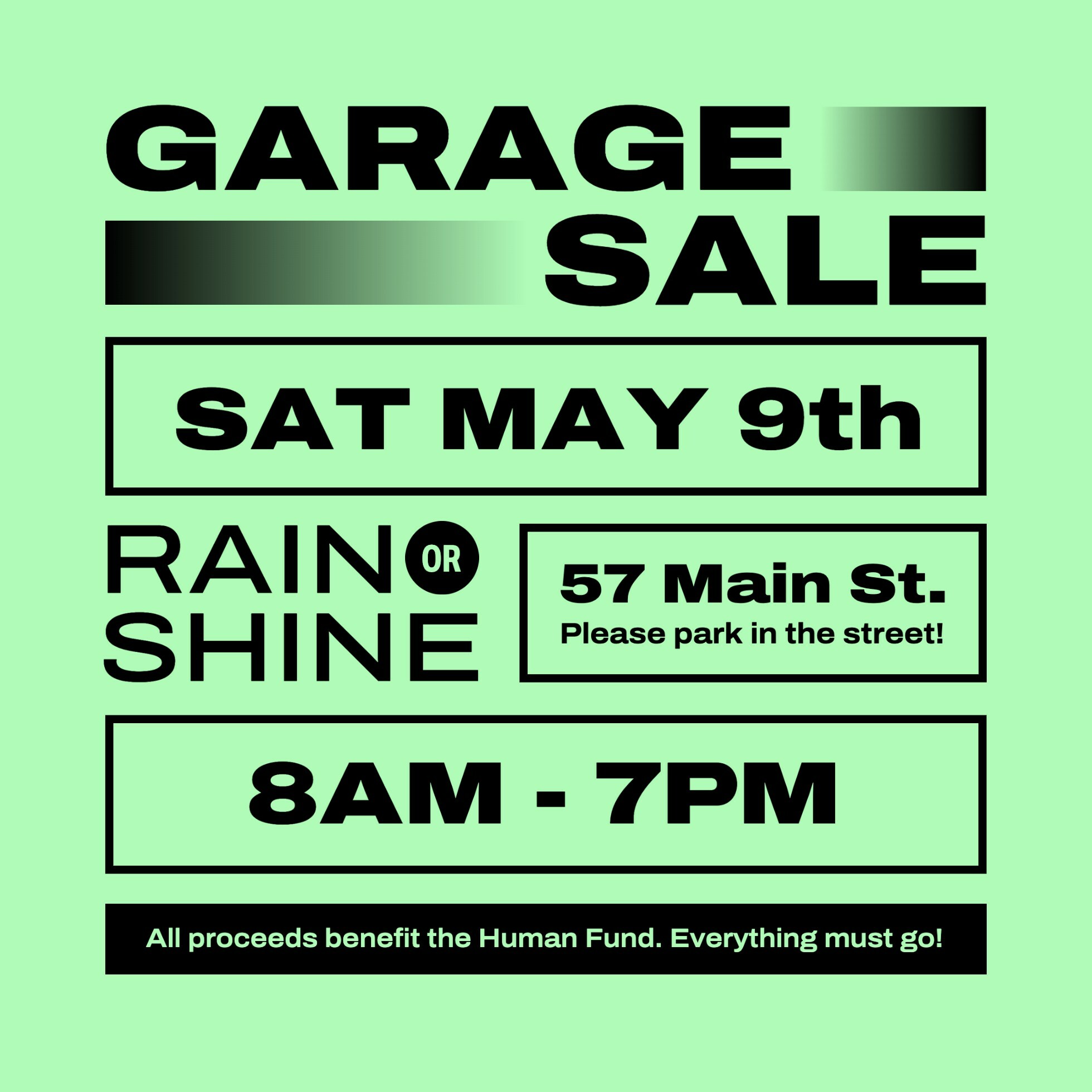 Garage Sale Green and Black Design template