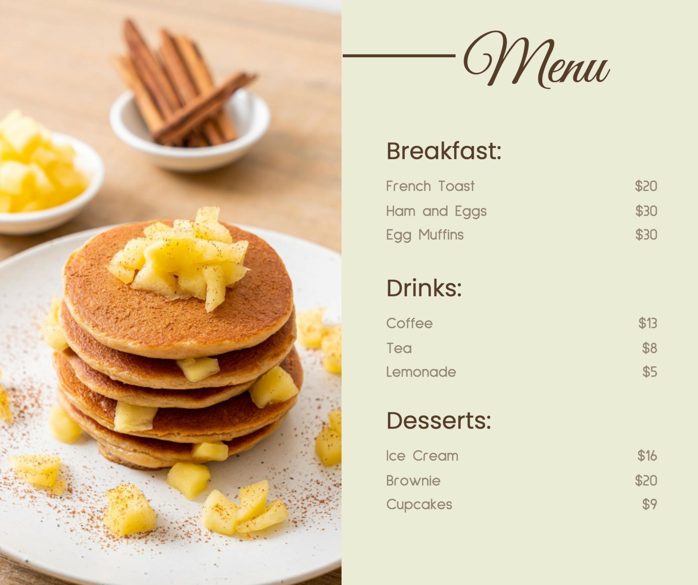 Breakfast Menu 20011369 Modelo Breakfast Menu 20011369 Modelo
