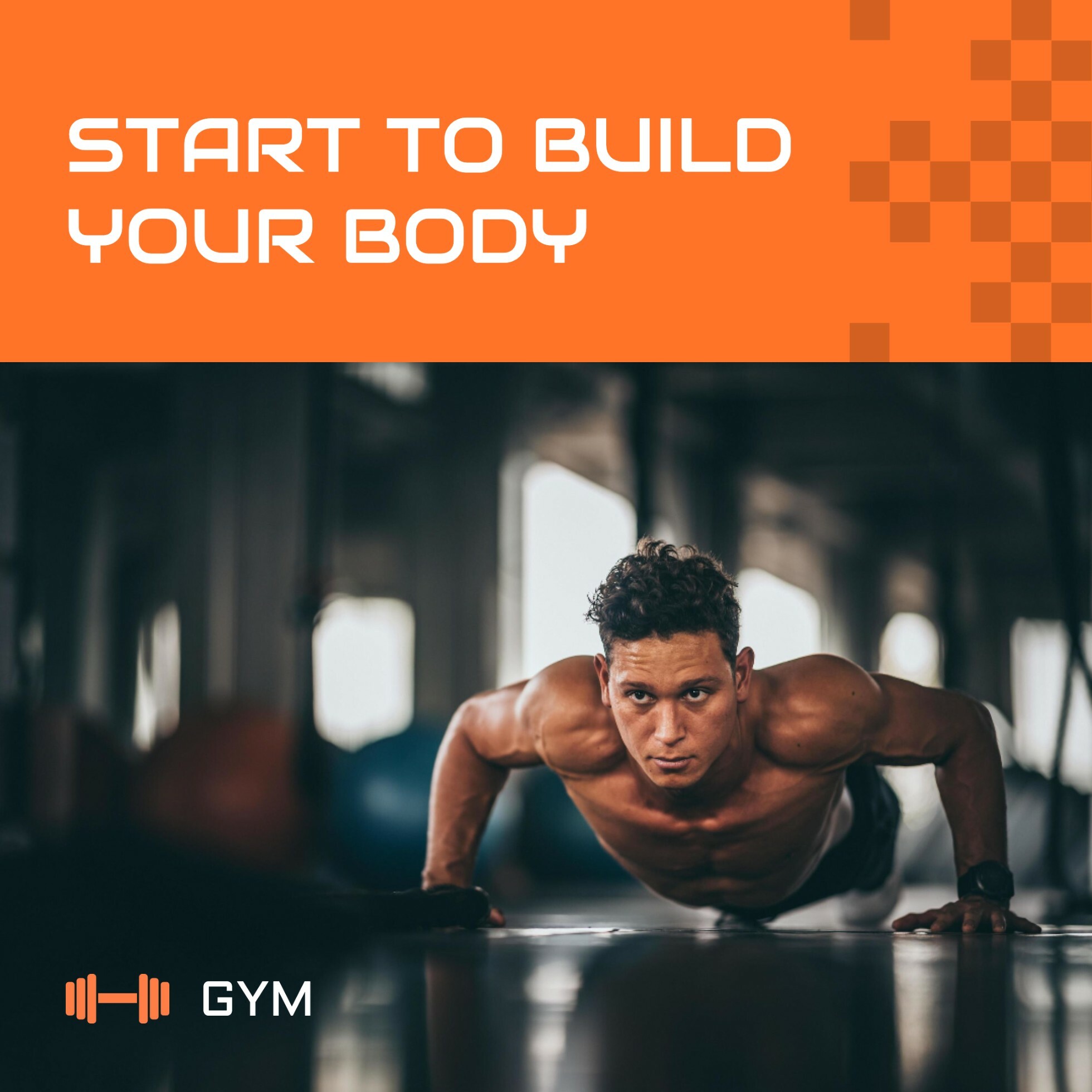 Orange Masculine Start Body Build Instagram Post template