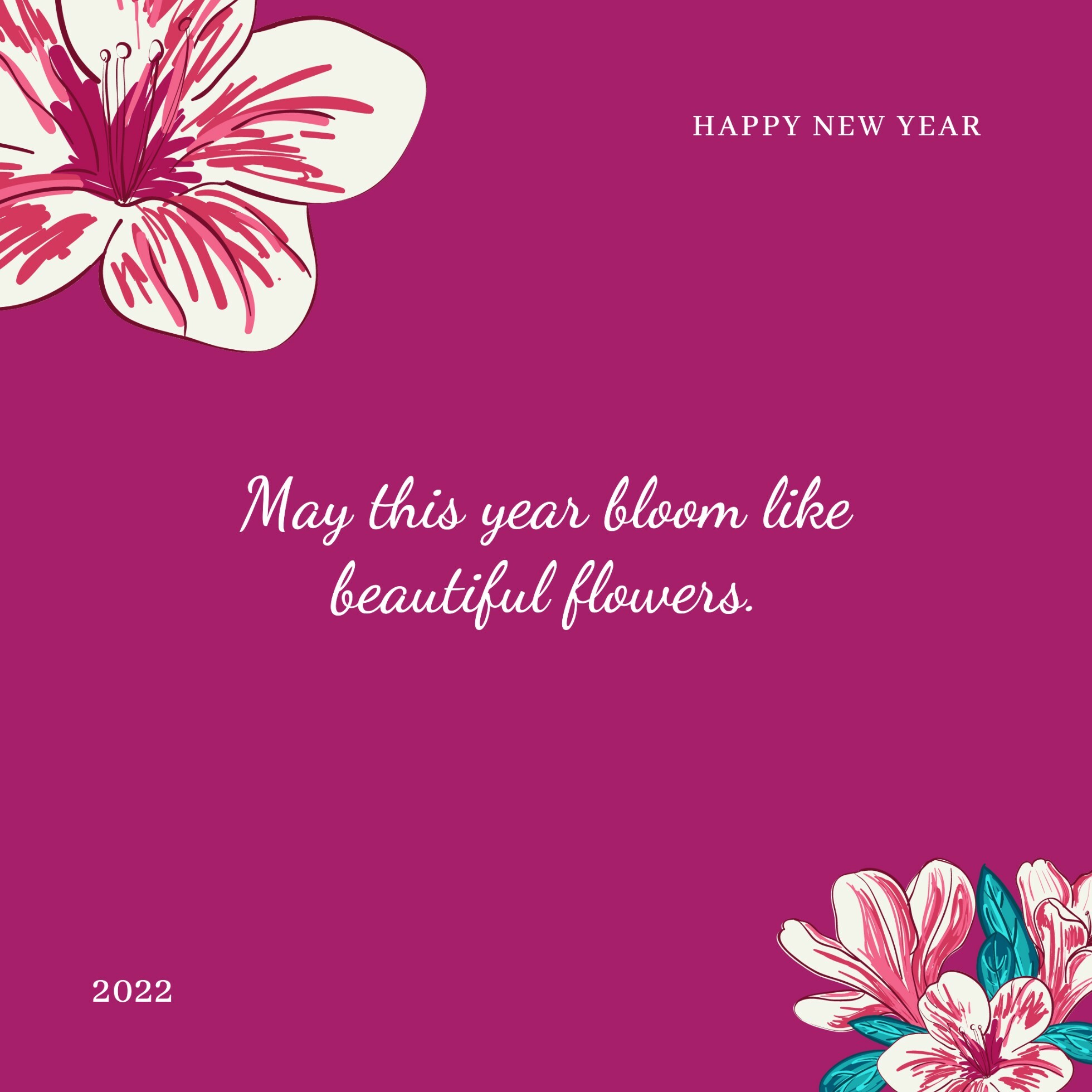 Pink Floral Happy New Year Quote Instagram Post template