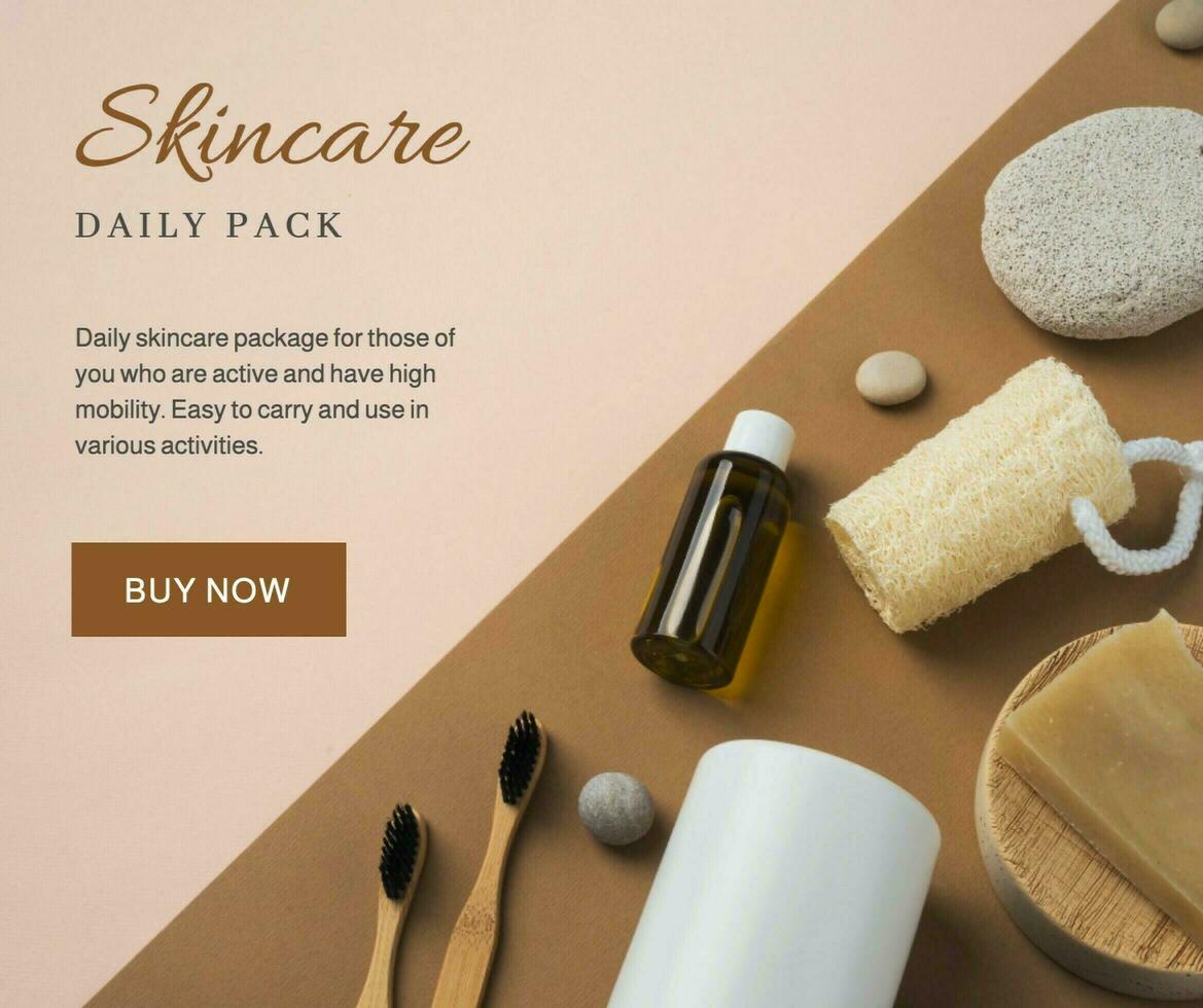 Brown Feminine Skincare Daily Pack Facebook Post template