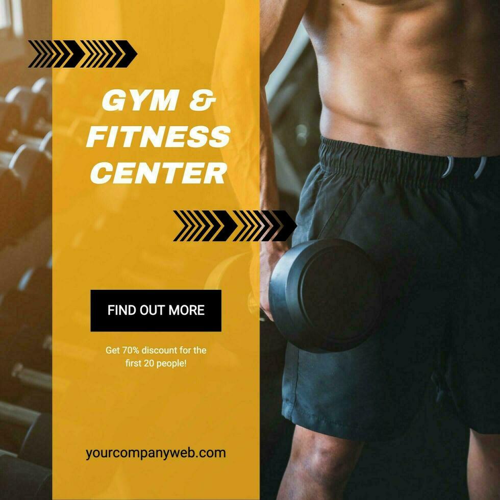 Full Photo Masculine Fitness Center Instagram Post template
