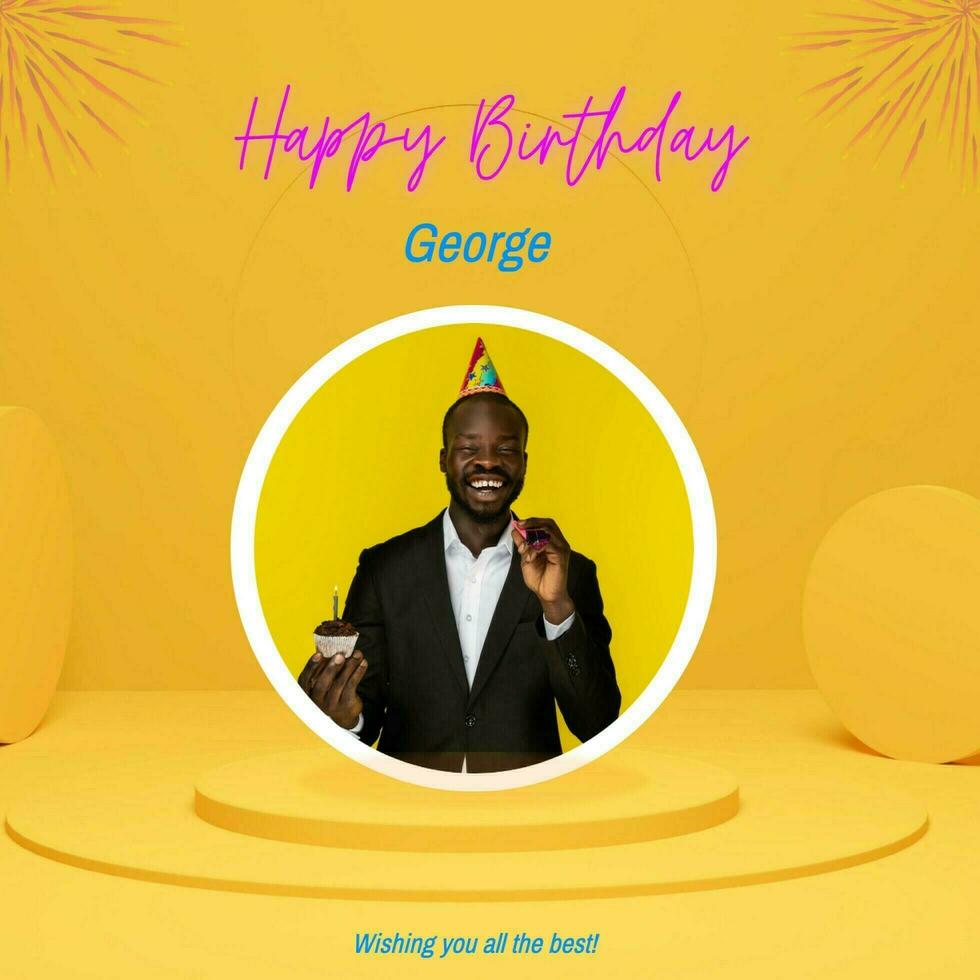 Birthday Instagram Post with Yellow 3D Podium Background template
