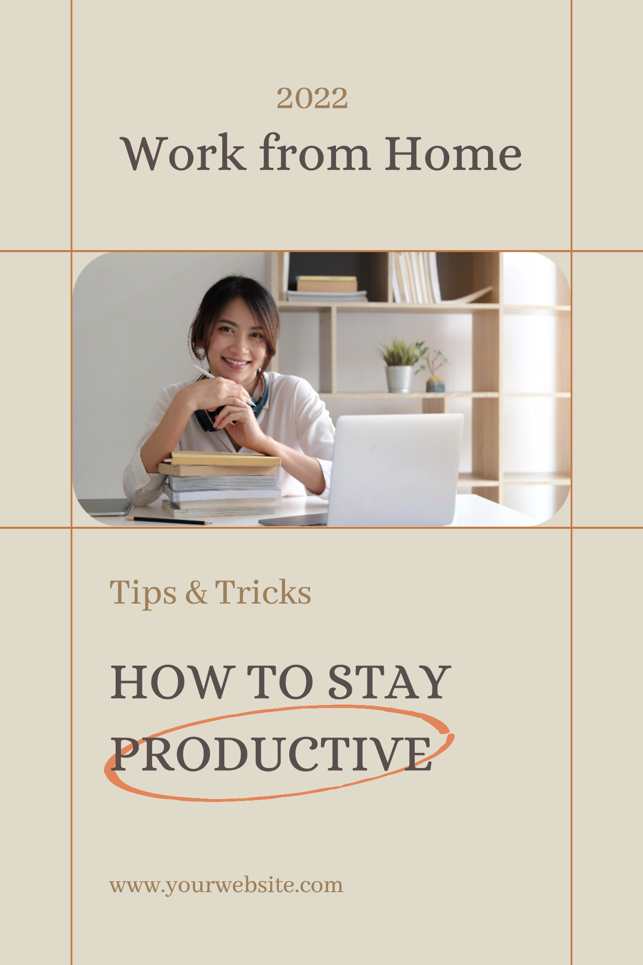 Beige Minimalist How to Stay Productive Pinterest template